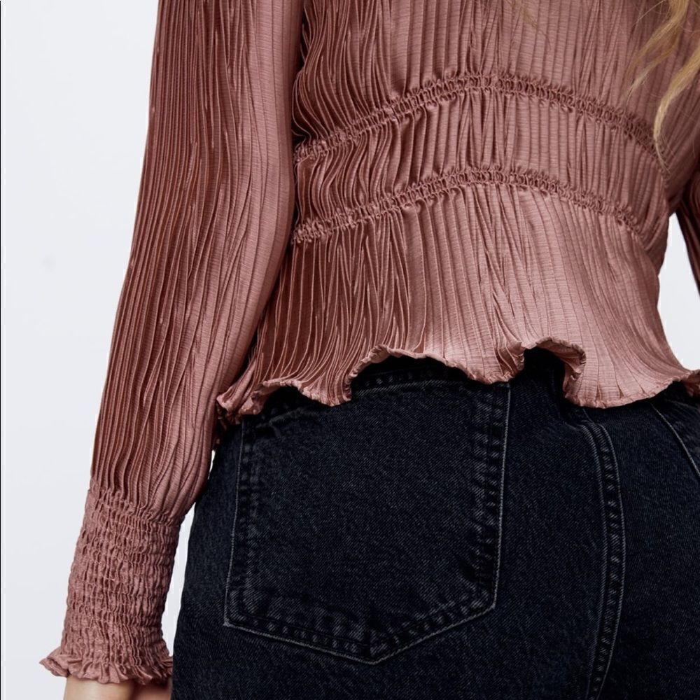ZARA PLEATED BLOUSE - Picture 5 of 10
